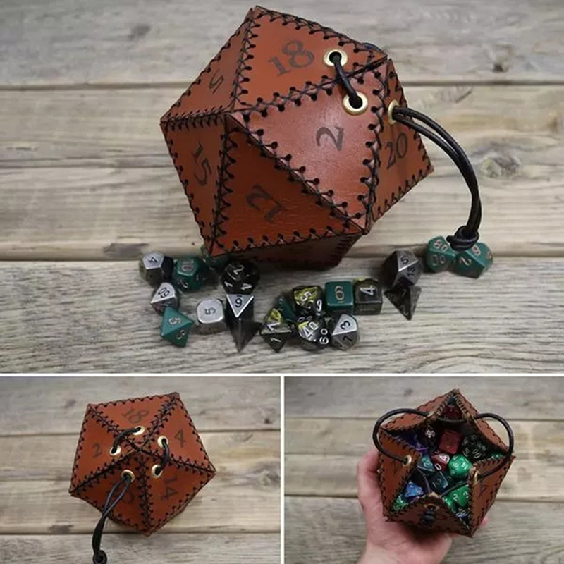 Leather D20 Dice Bag Polygonal - đánh giá và giá Gaming Accessories Ideas