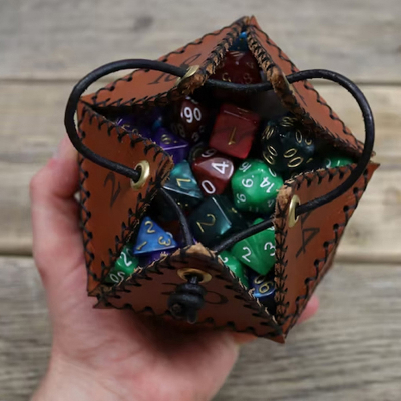 Leather D20 Dice Bag Polygonal - đánh giá và giá Gaming Accessories Ideas