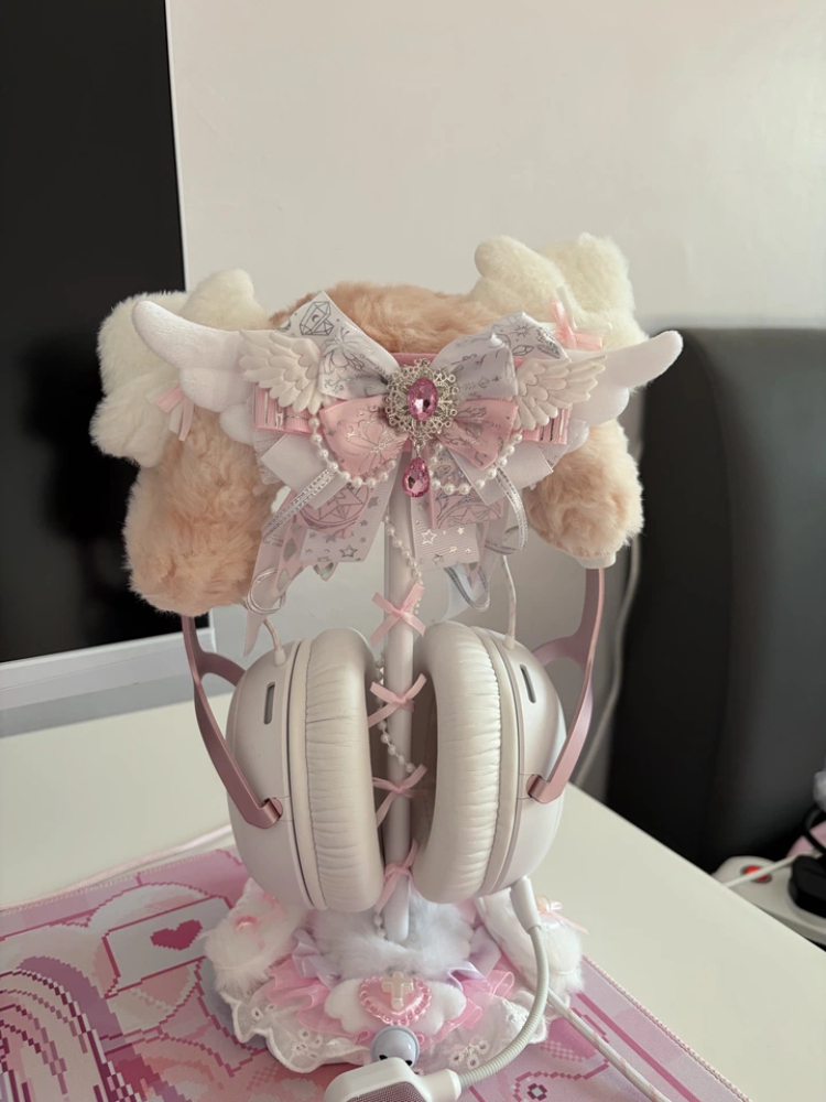 Cute Lace Headphone Stand Pink - đánh giá và giá Gaming Accessories Rack